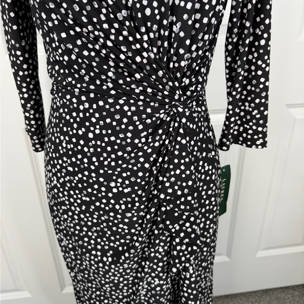 Sz 10P Lauren Ralph Lauren Black Polka dot Dress $89 MSRP - Picture 8 of 11